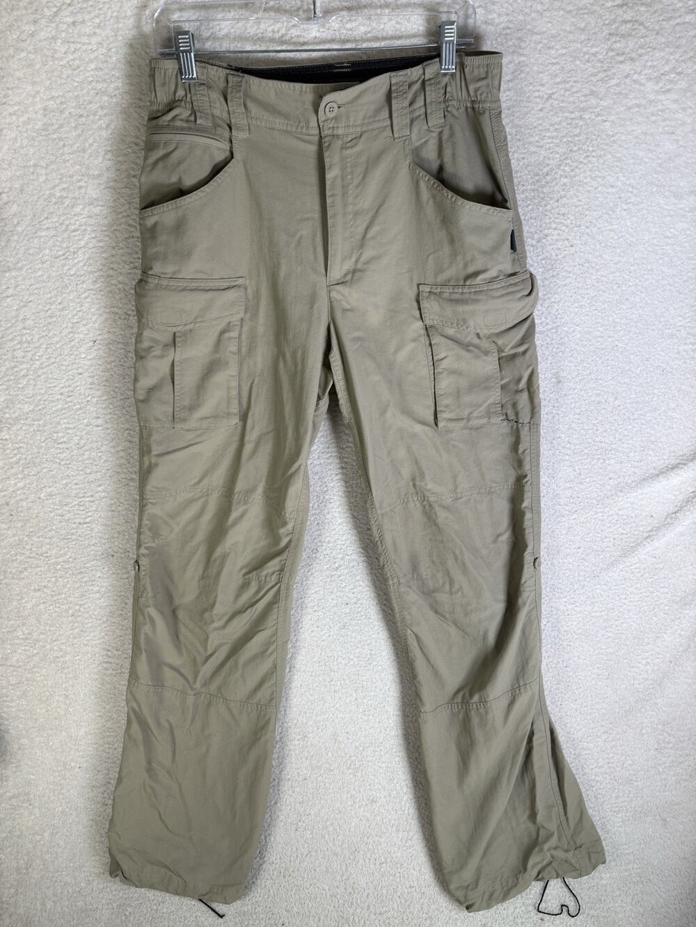 Berghaus Cargo Pants Mens 32x32 Beige Stretch Waist Outdoor Hiking Roll Up Nylon